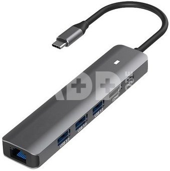 Adapter USB Type-C - HDMI, LAN, 3x USB 3.0 Type-A, USB Type-C PD100W