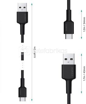 AUKEY CB-CA2 OEM nylon Quick Charge USB C-USB
