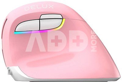 Bezdrátová vertikální myš Delux M618Mini DB BT+2.4G 2400DPI (růžová)