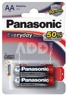 Panasonic Everyday Power Alkaline AA (LR6EPS), 2-pack