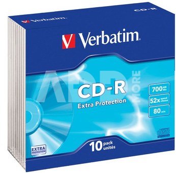 1x10 Verbatim CD-R 80 700MB 52x Data Life Slim Case