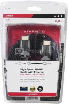Vivanco cable HDMI - HDMI 5m flat (47105)