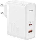 Baseus GaN5 Pro USB-C + USB wall charger, 100W + 1m cable (white)