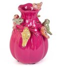 Vaza keramikinė rožinės spalvos su paukšteliais D12xH15 cm 110276